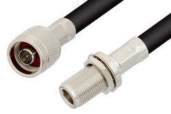 PE34196 - N Male to N Female Bulkhead Cable Using PE-B405 Coax