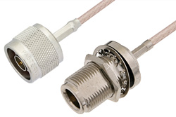 PE34198LF - N Male to N Female Bulkhead Cable Using RG316-DS Coax, RoHS