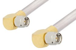 PE34215LF - SMA Male Right Angle to SMA Male Right Angle Cable Using PE-SR401AL Coax , LF Solder