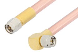 PE34220 - SMA Male to SMA Male Right Angle Cable Using RG401 Coax