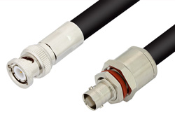 PE3427LF - BNC Male to BNC Female Bulkhead Cable Using RG214 Coax, RoHS