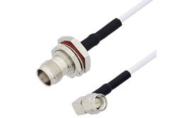 PE34345/HS - TNC Female Bulkhead to SMA Male Right Angle Cable Using RG188 Coax with HeatShrink