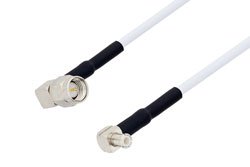 PE34346/HS - SMA Male Right Angle to MCX Plug Right Angle Cable Using RG188 Coax with HeatShrink