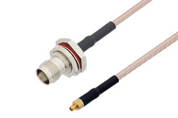 PE34349/HS - TNC Female Bulkhead to MMCX Plug Cable Using RG316 Coax with HeatShrink