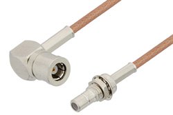 PE34467 - SMB Plug Right Angle to SMB Jack Bulkhead Cable Using RG178 Coax