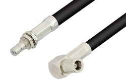 PE34469LF - SMB Plug Right Angle to SMB Jack Bulkhead Cable Using RG58 Coax, RoHS