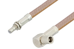 PE34475 - SMB Plug Right Angle to SMB Jack Bulkhead Cable Using RG400 Coax