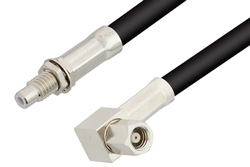 PE34480 - SMC Plug Right Angle to SMC Jack Bulkhead Cable Using RG223 Coax