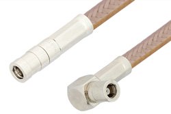 PE34481LF - SMB Plug to SMB Plug Right Angle Cable Using RG400 Coax, RoHS