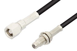 PE34509LF - SMC Plug to SMC Jack Bulkhead Cable Using PE-B100 Coax