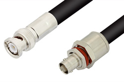PE3450LF - BNC Male to BNC Female Bulkhead Cable Using RG213 Coax, RoHS
