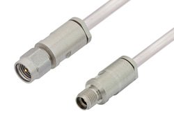 PE34580LF - 3.5mm Male to 3.5mm Female Cable Using PE-SR402AL Coax, LF Solder, RoHS