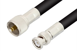 PE34581LF - UHF Male to BNC Male Cable Using RG8 Coax, RoHS