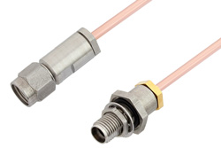 PE34590LF - 3.5mm Male to 3.5mm Female Bulkhead Cable Using RG405 Coax, RoHS