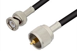 PE34591LF - UHF Male to BNC Male Cable Using 53 Ohm RG55 Coax
