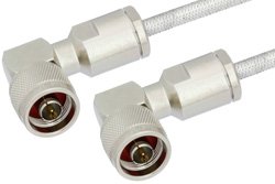 PE34680/PH180 - N Male Right Angle to N Male Right Angle Cable Using PE-SR401FL Coax with 180 Deg. Clock