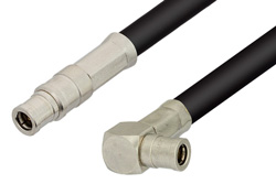 PE34687LF - 75 Ohm Mini SMB Plug to 75 Ohm Mini SMB Plug Right Angle Cable Using 75 Ohm RG59 Coax, RoHS