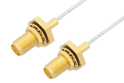 PE34709LF - SMA Female Bulkhead to SMA Female Bulkhead Cable Using PE-SR047FL Coax, RoHS