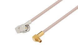 PE34730LF - SMA Male Right Angle to MMCX Plug Right Angle Cable Using RG316 Coax, LF Solder