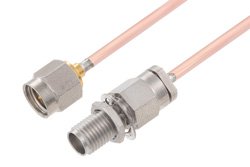 PE34747LF - 2.92mm Male to 2.92mm Female Bulkhead Cable Using RG405 Coax, LF Solder, RoHS