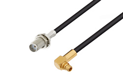 PE34786 - SMA Female Bulkhead to MMCX Plug Right Angle Cable Using RG174 Coax