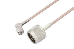 PE34792LF - Reverse Polarity SMA Plug Right Angle to N Male Cable Using RG316 Coax, LF Solder