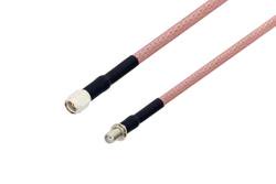 PE3494/HS - SMA Male to SMA Female Bulkhead Cable Using RG142 Coax with HeatShrink