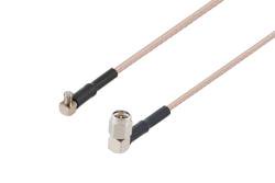 PE35087/HS - MCX Plug Right Angle to SMA Male Right Angle Cable Using RG316-DS Coax with HeatShrink