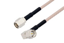 PE3513/HS - SMA Male Right Angle to SMA Male Cable Using RG316 Coax with HeatShrink