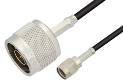 PE35221LF - Reverse Polarity SMA Male to N Male Cable Using RG174 Coax, RoHS