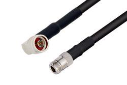PE35281/HS - N Male Right Angle to N Female Cable Using RG214 Coax with HeatShrink