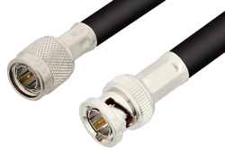 PE35350LF - 75 Ohm TNC Male to 75 Ohm BNC Male Cable Using 75 Ohm RG6 Coax, RoHS