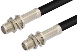PE35404LF - SMA Female Bulkhead to SMA Female Bulkhead Cable Using RG58 Coax, LF Solder