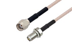 PE35474/HS - Reverse Polarity SMA Jack Bulkhead to Reverse Polarity SMA Plug Cable Using RG316 Coax with HeatShrink
