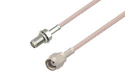 PE35474 - Reverse Polarity SMA Plug to Reverse Polarity SMA Jack Bulkhead Cable Using RG316 Coax