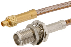 PE35575 - SMA Female Bulkhead to MMCX Plug Cable Using RG316 Coax