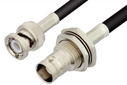 PE3557LF - BNC Male to BNC Female Bulkhead Cable Using RG223 Coax , LF Solder