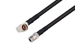 PE35758/HS - N Male Right Angle to N Female Cable Using RG8 Coax with HeatShrink