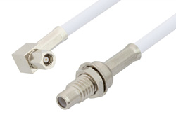 PE3602LF - SMC Plug Right Angle to SMC Jack Bulkhead Cable Using RG188 Coax, RoHS