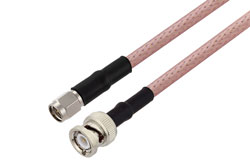 PE36079/HS - BNC Male to SMA Male Cable Using RG303 Coax with HeatShrink