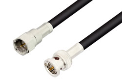 PE36149LF - 75 Ohm F Male to 75 Ohm BNC Male Cable Using 75 Ohm RG59 Coax, RoHS