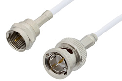 PE36155LF - 75 Ohm F Male to 75 Ohm BNC Male Cable Using 75 Ohm RG187 Coax, RoHS
