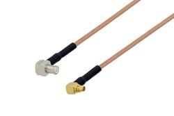 PE36384LF/HS - MCX Plug Right Angle to MMCX Plug Right Angle Cable Using RG178 Coax with HeatShrink, LF Solder