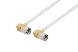 PE3646/PH90 - SMA Male Right Angle to SMA Male Right Angle Cable Using PE-SR405FL Coax with 90 Deg. Clock