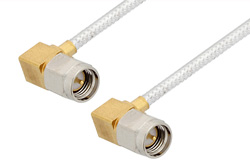 PE3646LF - SMA Male Right Angle to SMA Male Right Angle Cable Using PE-SR405FL Coax, RoHS