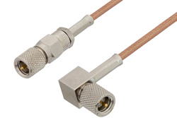 PE36528 - 10-32 Male to 10-32 Male Right Angle Cable Using RG178 Coax