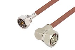 PE36657LF - 7/16 DIN Male to 7/16 DIN Male Right Angle Cable Using RG393 Coax, LF Solder
