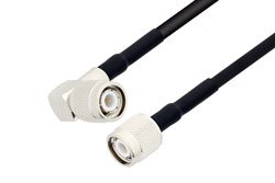 PE3680LF/HS - TNC Male Right Angle to TNC Male Cable Using RG223 Coax with HeatShrink, LF Solder