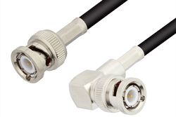 PE3689 - BNC Male to BNC Male Right Angle Cable Using RG223 Coax