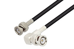 PE3689LF - BNC Male to BNC Male Right Angle Cable Using RG223 Coax , LF Solder